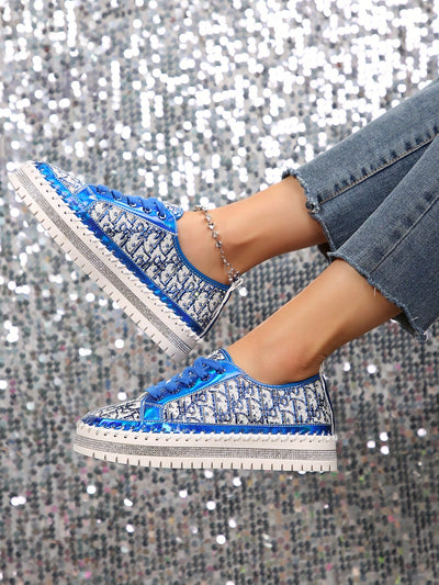 Sparkle and Shine: Plus Size Women's Casual Athletic Shoes with Sequins Detail