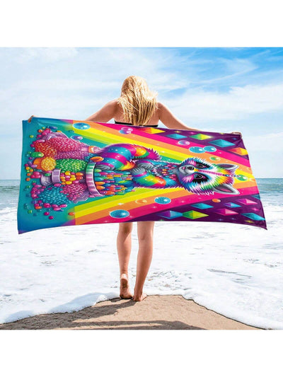 American Flag Skull Pattern Ultrafine Fiber Beach Towel: Ideal for Yoga, Travel, Swimming, Beach, Fitness, Camping