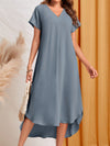 Dreamy Dusty Blue V-Neck High-Low Dress: Perfect for Spring