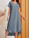 Add a touch of elegance to your spring wardrobe with our Dreamy Dusty Blue V-Neck High-Low <a href="https://canaryhouze.com/collections/women-dresses" target="_blank" rel="noopener">Dress</a>. The flowy design and flattering V-neckline create a chic and effortless look. Perfect for any spring occasion, this dress will make you feel confident and stylish.