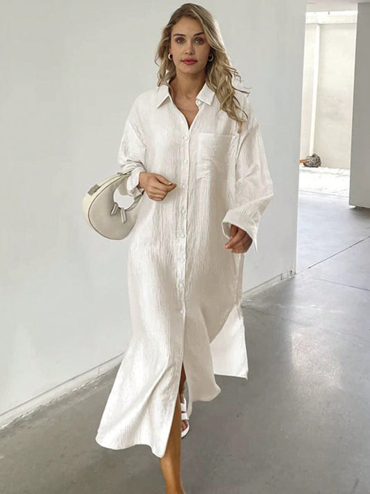 Elevate your wardrobe with our Chic and Comfortable Oversized Maxi Shirt Dress for Women. This versatile dress boasts a relaxed, oversized fit for ultimate comfort and style. Perfect for any occasion, the lightweight fabric and maxi length make it a must-have for every fashion-forward woman.