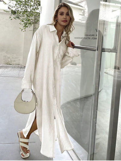 Chic and Comfortable: Oversized Maxi Shirt Dress for Women