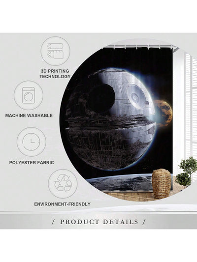 Galactic Dreams Shower Curtain: Universe Planet-Themed Sci-Fi Style Bathroom Decor