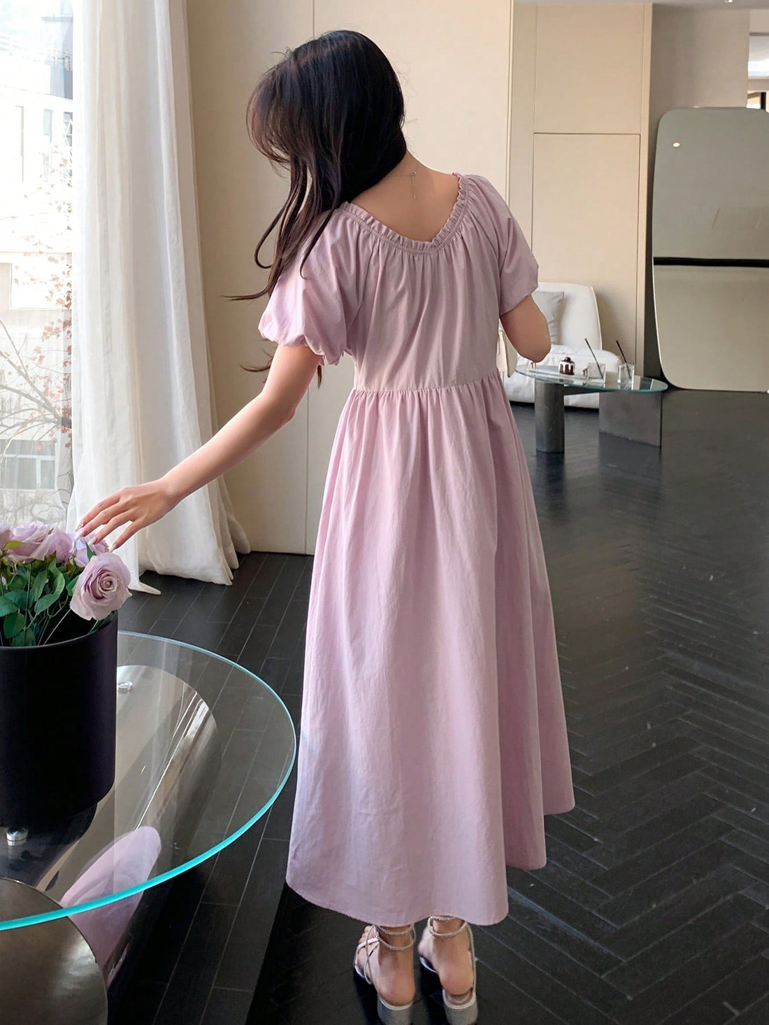 Elevate your wardrobe with our Flirty and Fabulous: Women's Frill-Edged V-Neck Dress. Designed with a flattering V-neckline and delicate frill edges, this dress exudes femininity and style. Crafted with high-quality materials, it offers both comfort and sophistication for any occasion. Perfect for the modern woman.