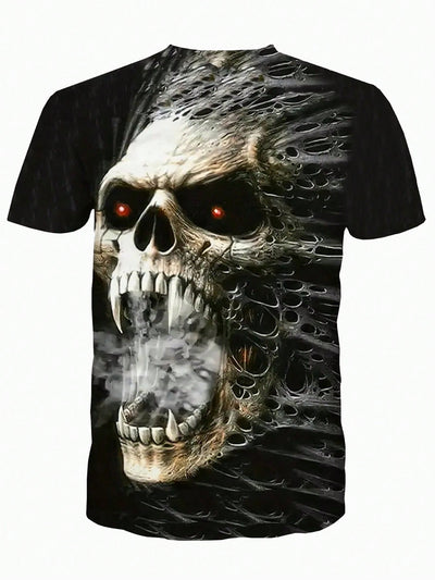 Men's Bold Skull Head Print Summer Tshirt