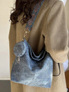 Chic Denim Shoulder Bag Set: Lightweight Travel Sling with Small Bag