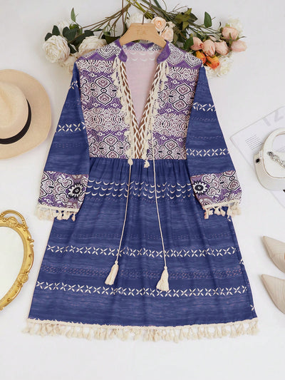 Desert Dreamer: Women's Tassel Decorated Western Style Dress