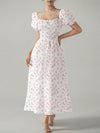 Chic Unity Ditsy Floral Print Puff Sleeve Dress with Knot Front Detail