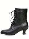 Victorian Charm: Lace-Up Kitten Heel Boots for Women