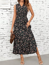 Beautifully Bloomed: Sleeveless Floral Print Dress with Shirred Waist