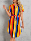 Chic and Classic: V-Neck Striped Dress for Women