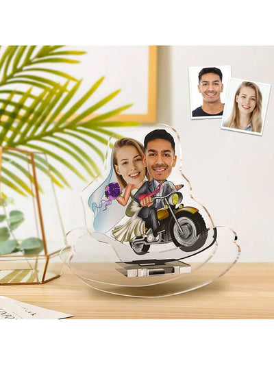Personalized Couple Shaker Plaque: Customized Cartoon Acrylic Decoration With Face Picture - The Perfect Gift For Any Occasion!
