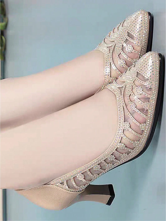 Glamorous Mesh Rhinestone High-Heeled Sandals: The Ultimate Statement Shoes for Stylish Women