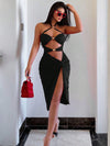 Twisted Temptation Halter Neckline Dress: Embrace Your Side