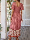 Boho Chic Printed Patchwork Square Neck Long Dress