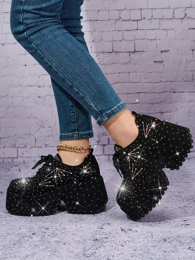 Sparkly Rhinestone Wedge Heel Sneakers: Elevate Your Style for Spring 2024