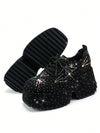 Sparkly Rhinestone Wedge Heel Sneakers: Elevate Your Style for Spring 2024