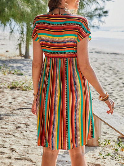 Chic Striped Short Sleeve Summer Dress by Emery Rose