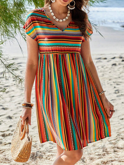 Chic Striped Short Sleeve Summer Dress by Emery Rose