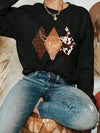 Cozy Printed Drop Shoulder Sweatshirt with Soft Lining