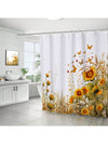 Rustic Floral Warmth: Autumn Sunflower Butterfly Shower Curtain Set