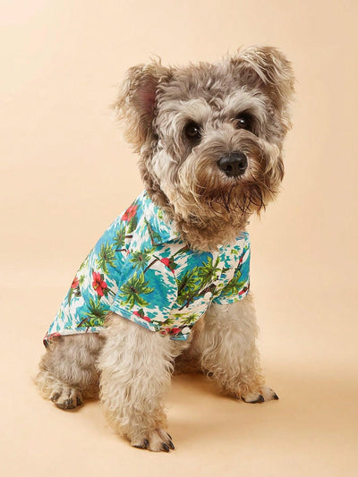 Tropical Vibes Pet Shirt: Beach Pineapple Coconut Tree Print for Small and Medium Pets