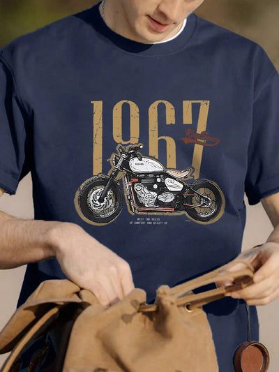 Rev Up Your Style: Men's Motorcycle Letter Graphic Tee