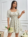 Floral Square Neck Sleeve Dress: Embrace Spring with Style