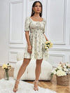 Floral Square Neck Sleeve Dress: Embrace Spring with Style