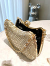 Elegant Gold Foil Stamped Clutch Bag with Rhinestone Accents – Perfect for Parties, Weddings, and Formal Occasions