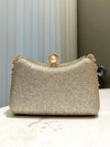 Elegant Gold Foil Stamped Clutch Bag with Rhinestone Accents – Perfect for Parties, Weddings, and Formal Occasions