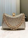 Elegant Gold Foil Stamped Clutch Bag with Rhinestone Accents – Perfect for Parties, Weddings, and Formal Occasions