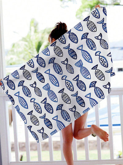 Fish Print Beach Towel: Your Perfect Companion for Swimming, Camping, and Yoga