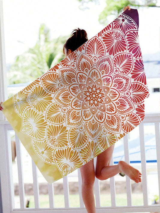 Bohemian Bliss: Ombre Mandala Beach Towel for Yoga, Diving, and Traveling