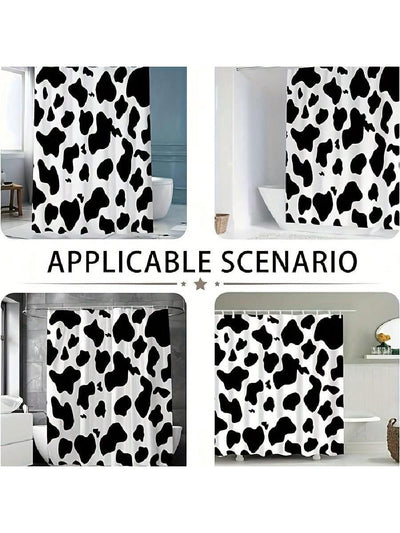 Chic Cow Print Shower Curtain Set: Rustic Farmhouse Flair for Your Bathroom