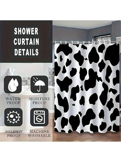 Chic Cow Print Shower Curtain Set: Rustic Farmhouse Flair for Your Bathroom