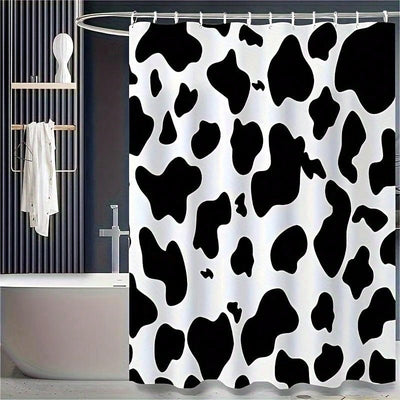 Chic Cow Print Shower Curtain Set: Rustic Farmhouse Flair for Your Bathroom