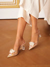 Translucent High-Heeled Sandals with Floral Accent for Sophisticated Summer Style