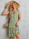 Women's Floral Print Dress: Knotted Collar Elegance