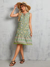 Women's Floral Print Dress: Knotted Collar Elegance