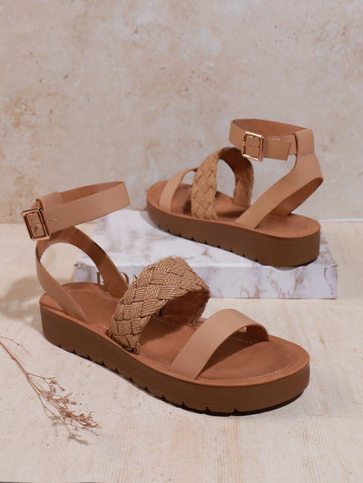 Step up your style with Solid Color Wedge Thick Sole Sandals