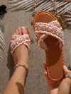 Multicolored Rivet Bliss: Stylish Flat Sandals for Fashionable Ladies