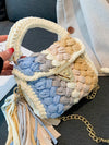 Multicolored Crochet Fabric Strip Shoulder Bag: Versatile and Stylish