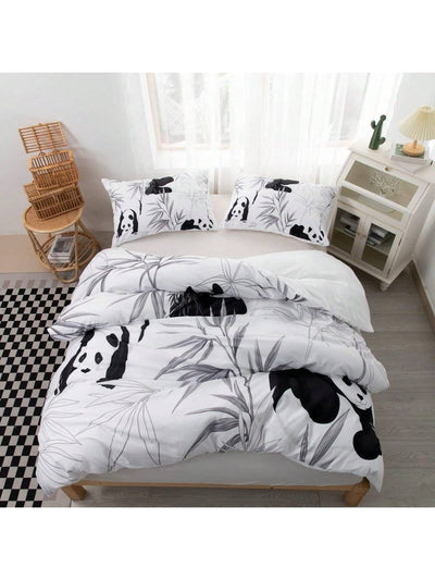 Cute Panda Printed Comforter Set for Kids and Teens - 3 Piece Set Including Comforter Cover and Pillowcases