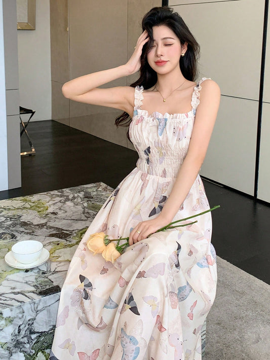 This Blooming Beauty dress features a stunning floral print, empire waist, and delicate spaghetti straps. With its elegant design and comfortable fit, this dress is perfect for any occasion. Enhance your wardrobe with this beautiful and versatile dress.