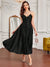 Classic Elegance: Solid Color Deep V-Neck Pearl Cami Dress