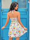 Floral Fantasy: Women's Hollow Out Waist Halter Dress for Spring & Summer Holidays