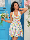 Floral Fantasy: Women's Hollow Out Waist Halter Dress for Spring & Summer Holidays