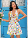 Floral Fantasy: Women's Hollow Out Waist Halter Dress for Spring & Summer Holidays