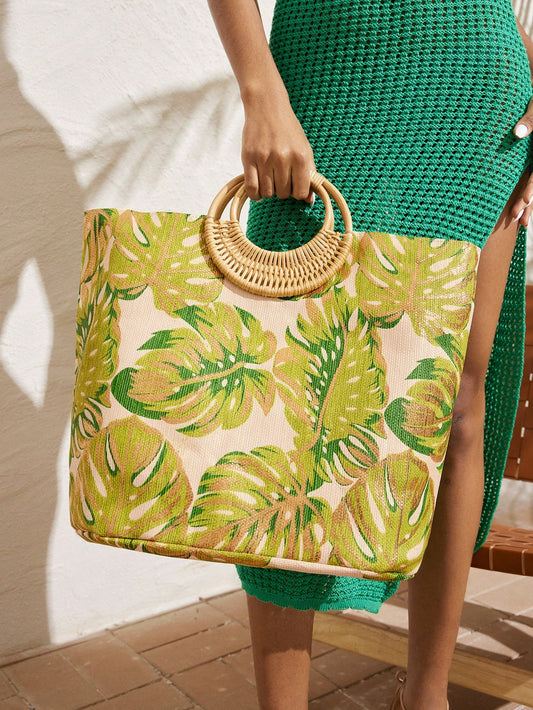 Introducing our Chic Leaf Pattern Tote Bag, perfect for your next fashionable vacation. With its chic leaf pattern, this tote bag is sure to turn heads and elevate your style. Made with high-quality materials, it offers both style and durability. Travel in style with our Chic Leaf Pattern Tote Bag.